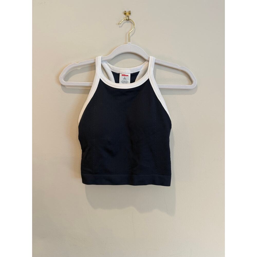 Wilson On The Daily Brami Crop Tank Top Navy White Women's Size Small - Picture 2 of 4